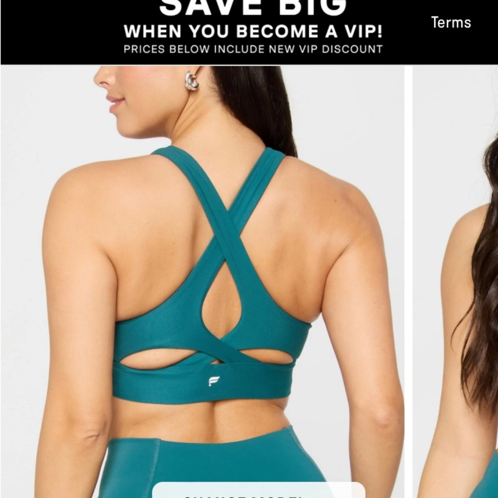 Fabletics Hunter Green Cross-Back High Impact Spo… - image 1